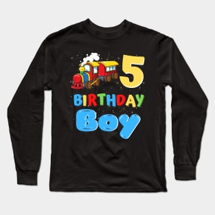 5 Year Old Boy Trains Lover Birthday Gift Long Sleeve T-Shirt